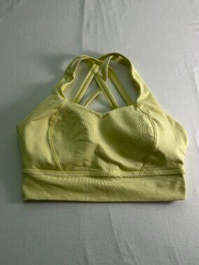 Buffbunny Collection Sports Bra Yellow Strappy Back Athletic Activewear Size L